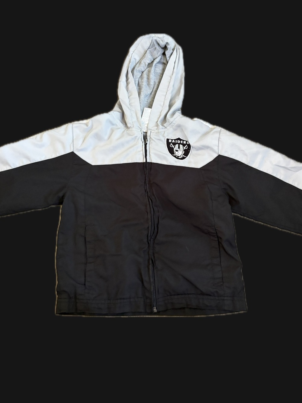 NFL Team Apparel Kids Jacket in Black and Light Gray